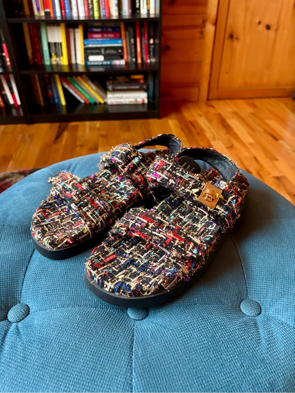 Steve Madden Multicolor Tweed Buckle Sandals
